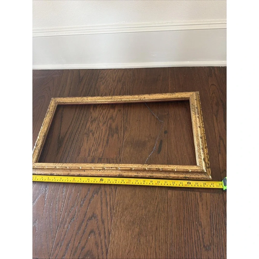 Vintage Gold Gilt Wood Picture Frame 27x15 Distressed Ornate Antique Style